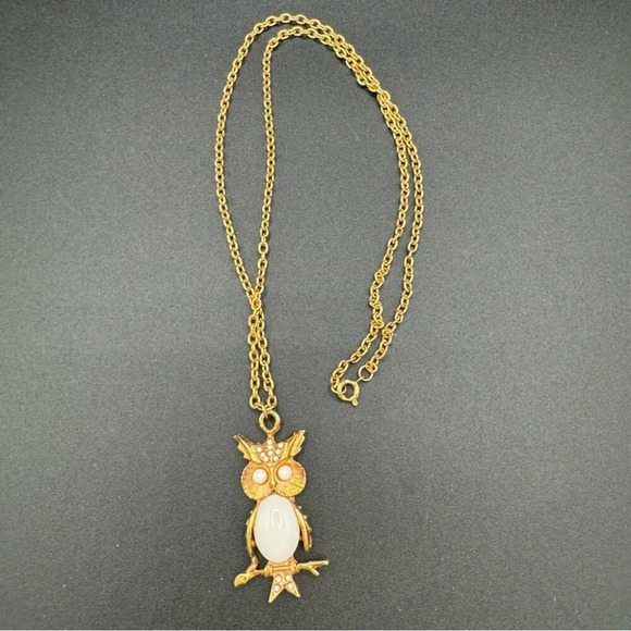Milky White Jelly Belly Owl Pendant  Necklace - Picture 7 of 9
